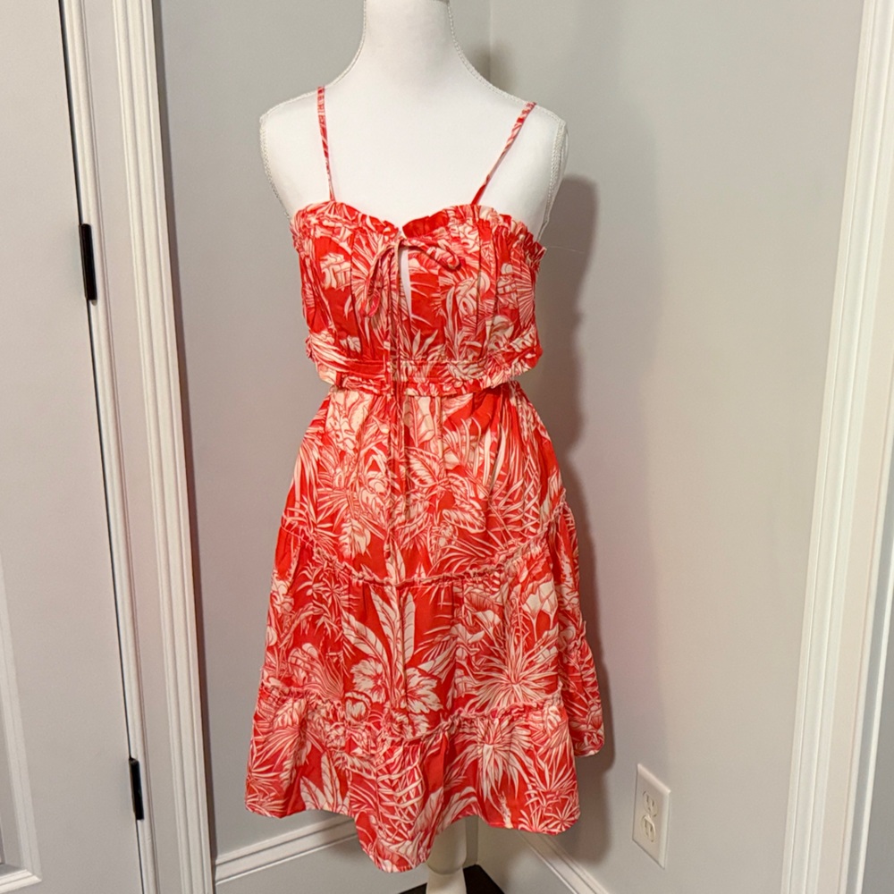 Strapless Coral Floral Dress